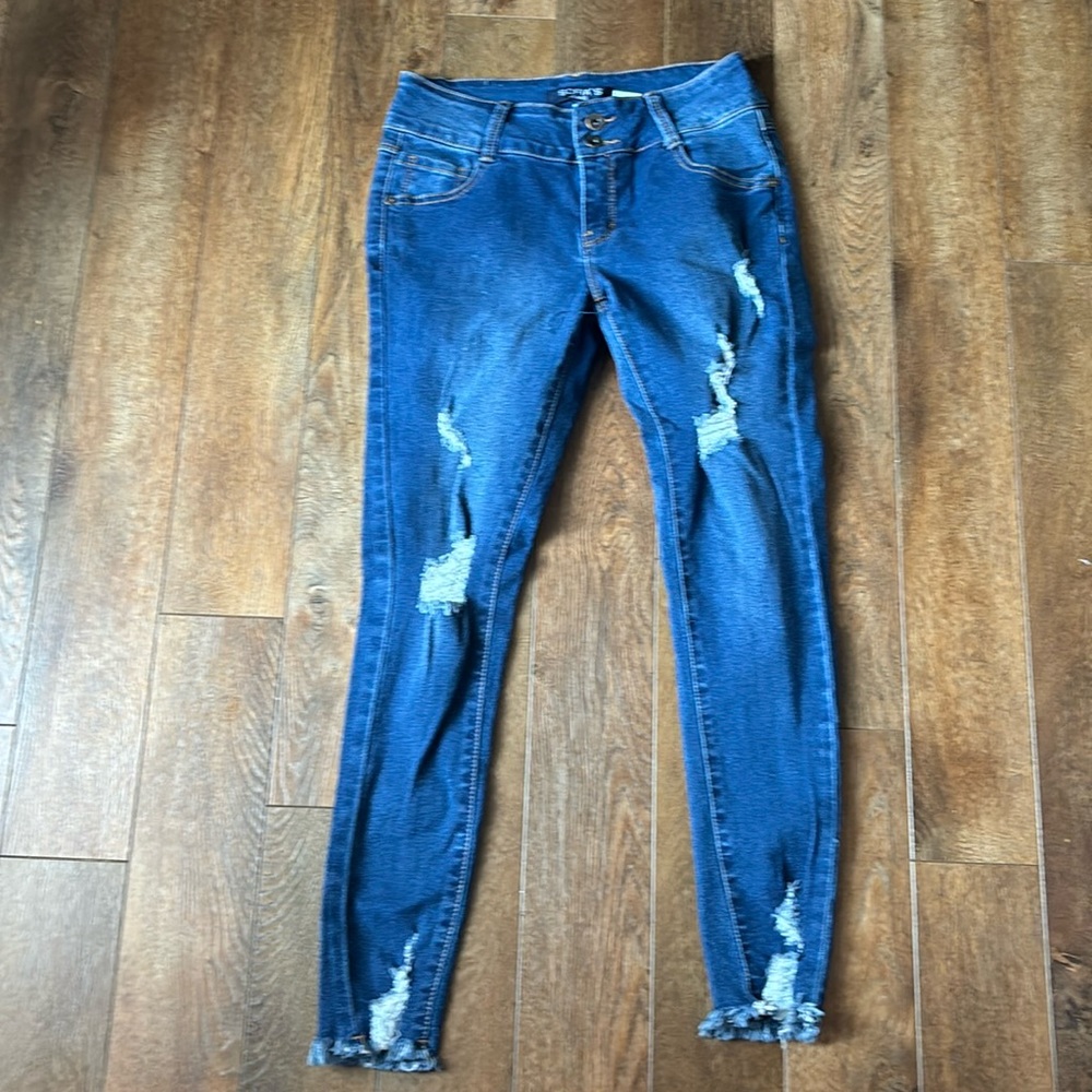 Denim jeans with some cuts